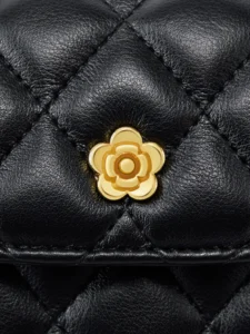 Genuine Leather Quilted Chain Crossbody Bag - Image 5