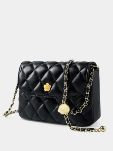 Genuine Leather Quilted Chain Crossbody Bag - Image 2