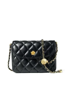 Genuine Leather Quilted Chain Crossbody Bag