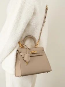 Mini Genuine Leather Kelly-Style Top Handle Crossbody Bag - Image 8