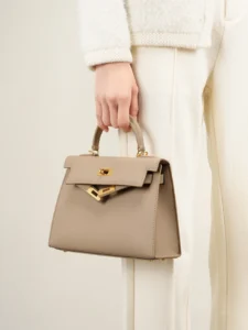 Mini Genuine Leather Kelly-Style Top Handle Crossbody Bag - Image 7