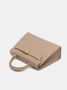 Mini Genuine Leather Kelly-Style Top Handle Crossbody Bag - Image 4