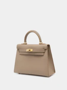Mini Genuine Leather Kelly-Style Top Handle Crossbody Bag - Image 2