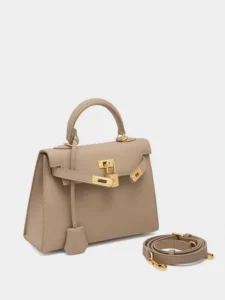 Mini Genuine Leather Kelly-Style Top Handle Crossbody Bag - Image 3