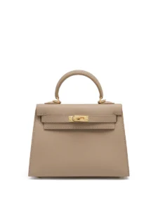 Mini Genuine Leather Kelly-Style Top Handle Crossbody Bag