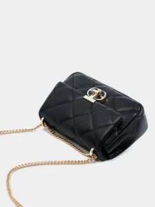 Small Quilted Leather Crossbody Purse with Gold Chain - Image 2