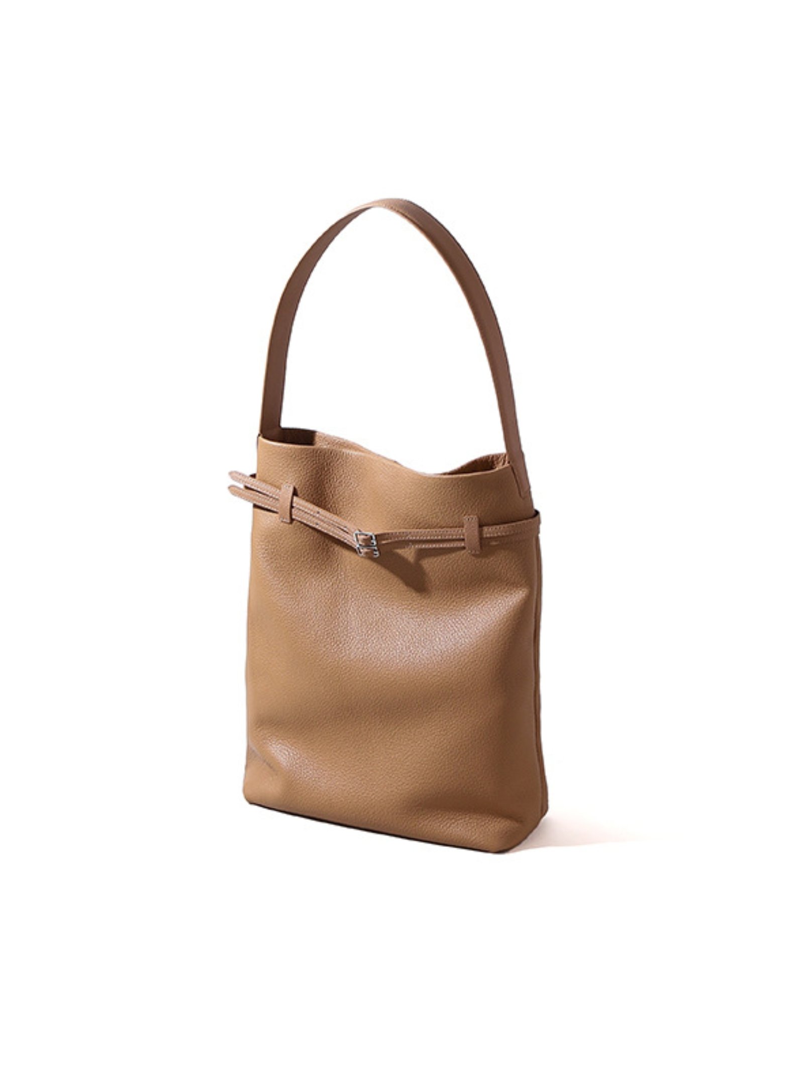 kelly style bucket tote bag in leather