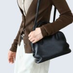 Small Boston-style top-grain cowhide handbag